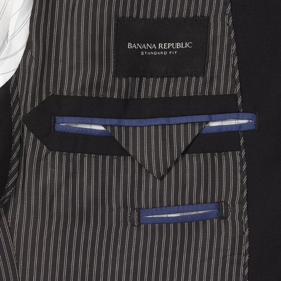 Banana Republic Standard Solid Italian Wool Suit Jacket size 32S Charcoal Black - Picture 4 of 4